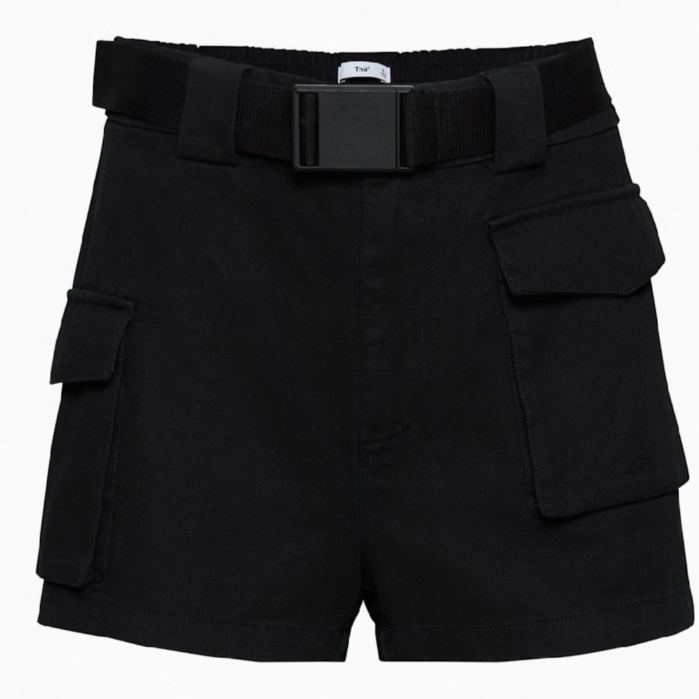 TNA Black High-Rise Cargo Shorts with Belt